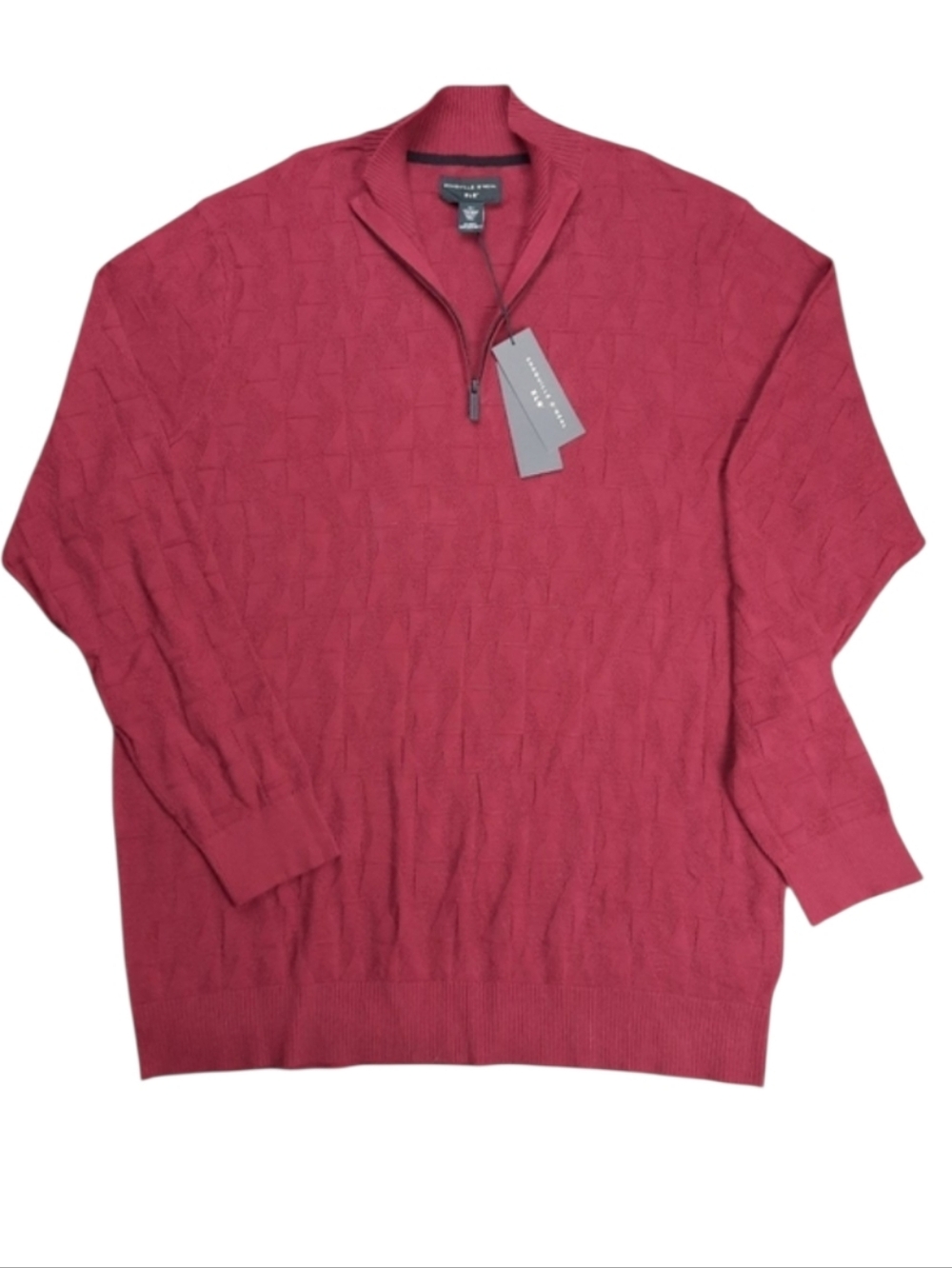 Shaquille O'Neal XLG Red Textured 1/4 Zip Pullover Sweater SZ 3XLT